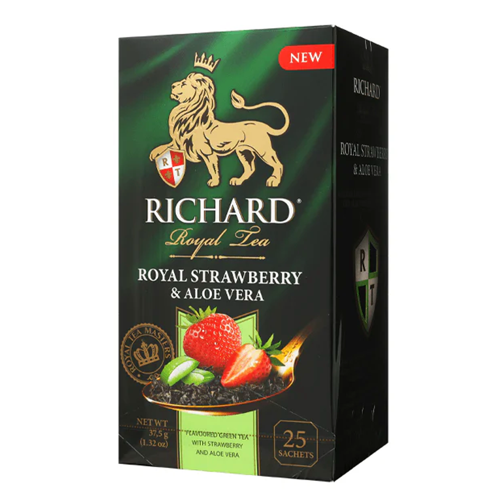Buy Richard Tea green Royal Strawberry and Aloe Vera – 25 Tea Bags – 2.2 oz  (62 gr) - Grocery Store