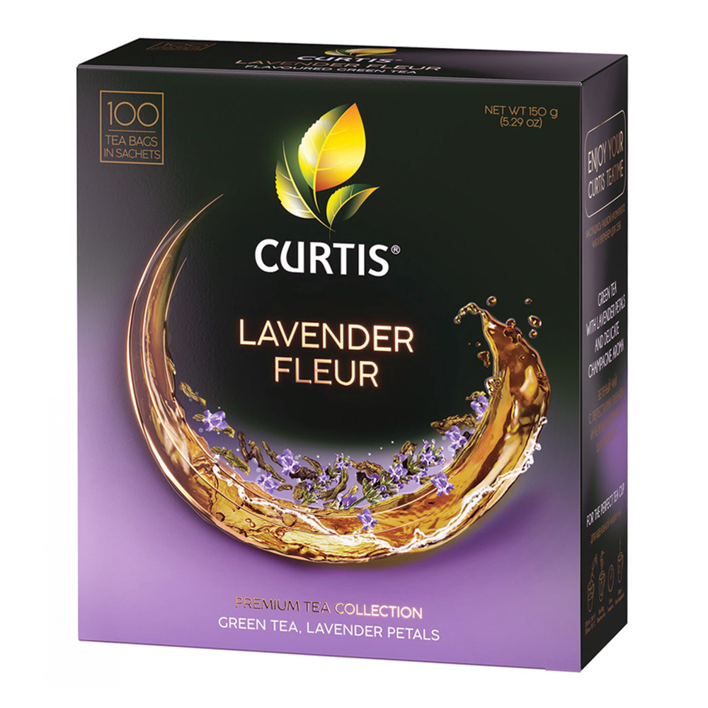 Зеленый чай с лавандой и цветком – 100 чайных пакетиков