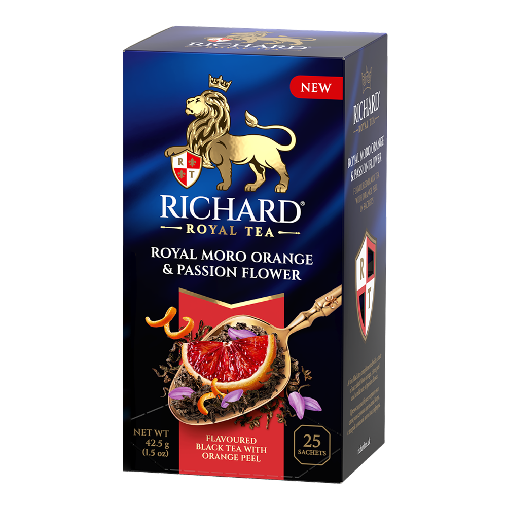 Tea Black Royal Moro Orange, and Passion Flower – Box – 25 Tea Bags – 2.2 oz (62 gr)