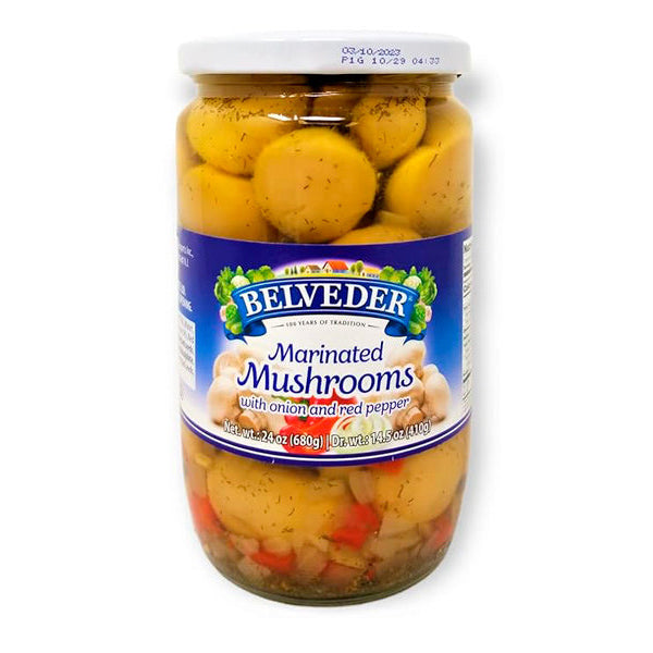 Маринованные грибы с луком и красным перцем – 23,99 унции (680 г)