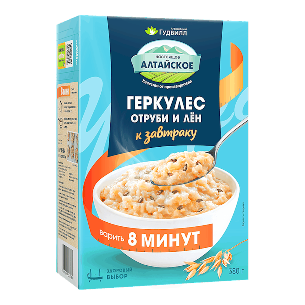 Хлопья Flakes Breakfast GERKULES с мозгом и льняным семенем – 380 г (13,41 унции)