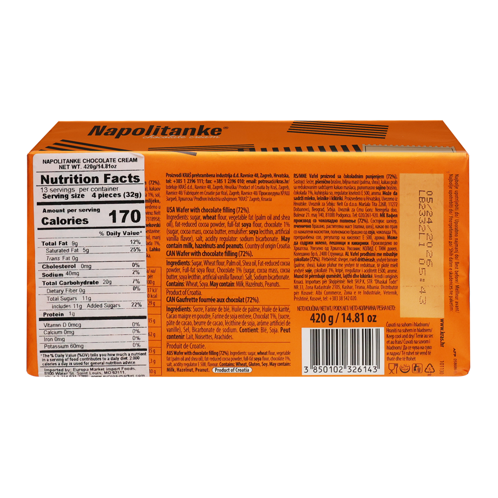 Wafers Napolitanke – Chocolate Cream – 11.53 oz (327gr)