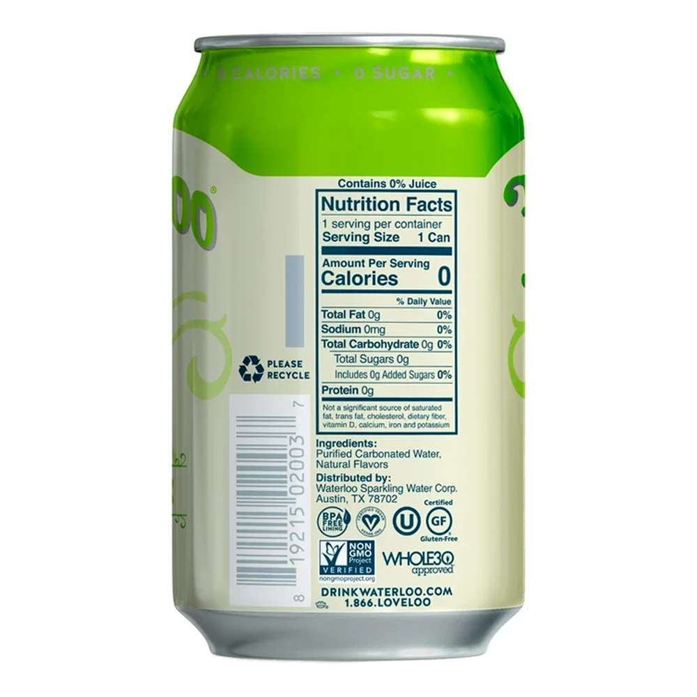 Water Sparkling Lemon Lime 8 pk – Can – 12oz (355ml)