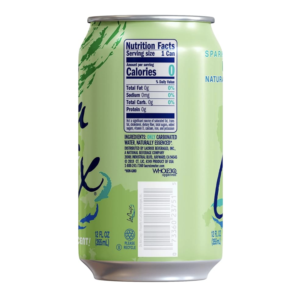 Water Sparkling Lime 12 pk – Can – 12oz (355ml)