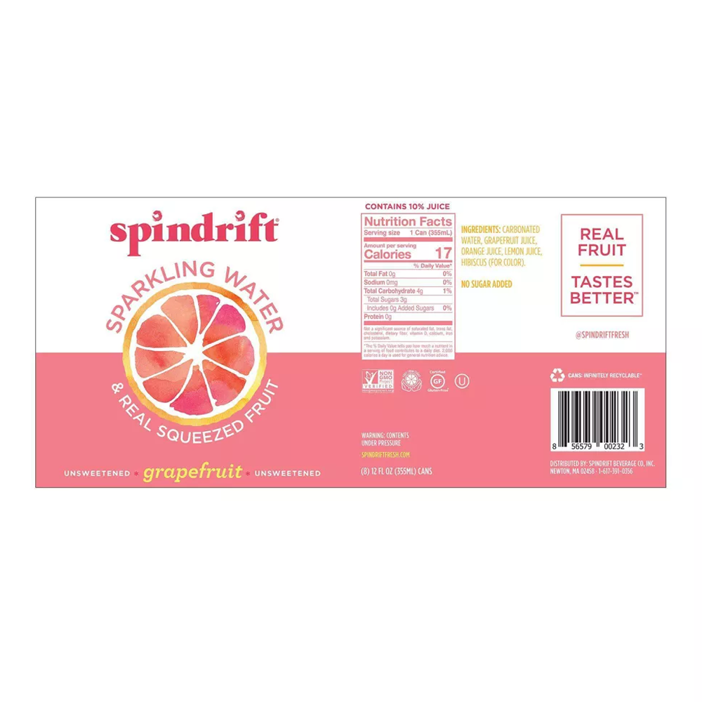 Water Sparkling Grapefruit 8 pk – Can – 12oz (355ml)