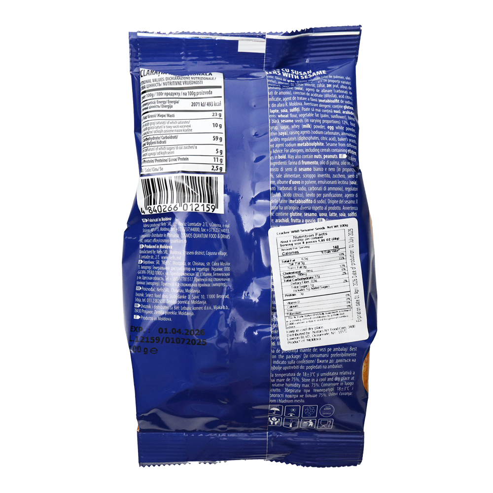 Crackers with White and Black Sesame Seeds – 100 gr (3.53 oz)