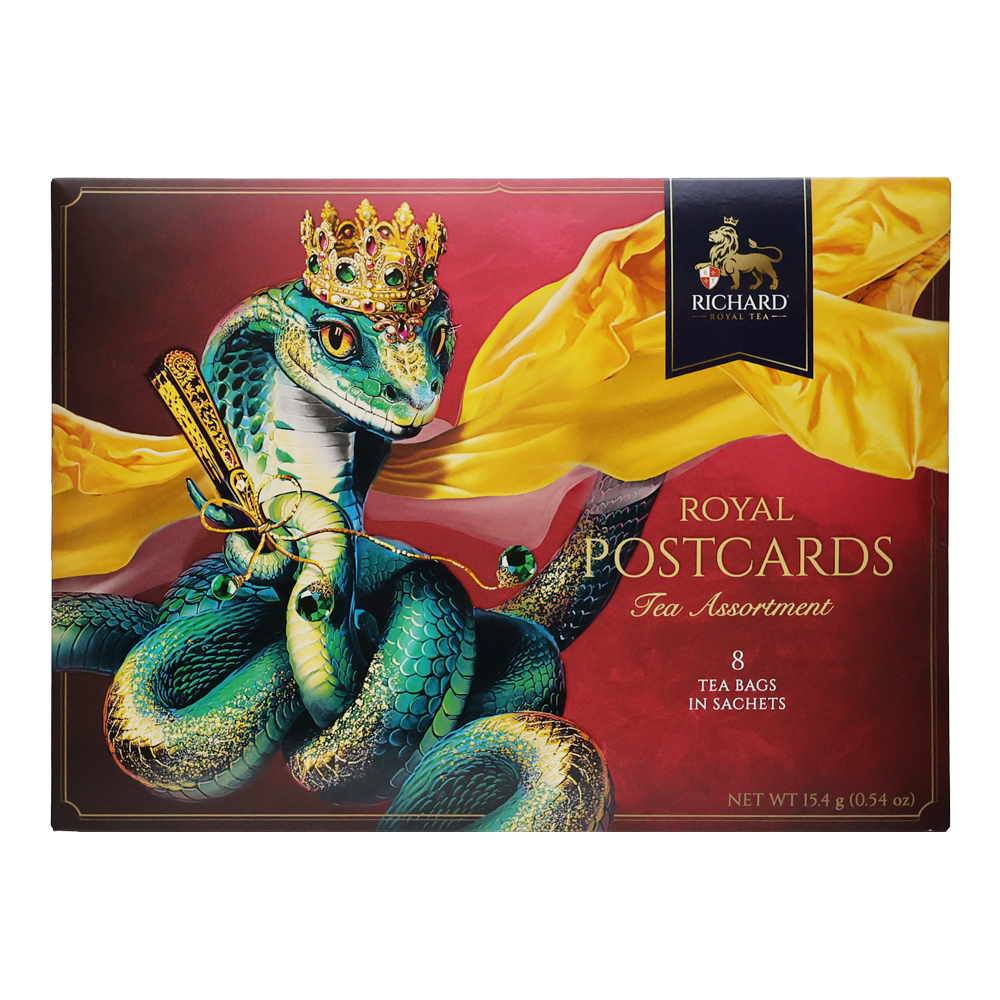 New Year Gift – Tea Black Postcards (4 Flavors) – 8 Tea Bag