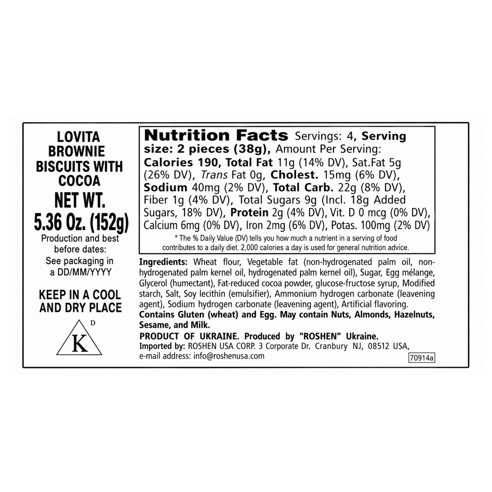 Cookies Lovita Brownie with Coconut – 5.36 oz (152 gr)