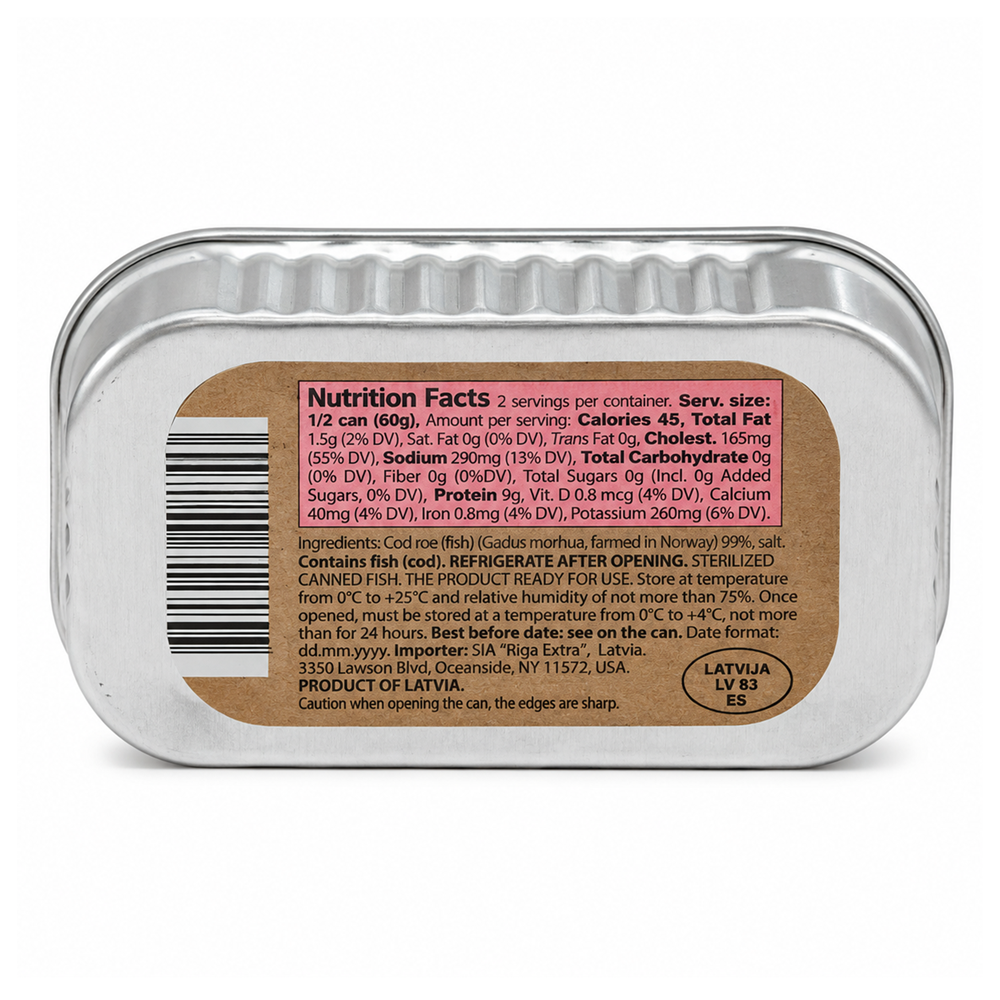 Cod Roe – Natural – 4.27 oz (121 g)
