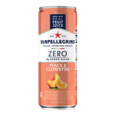 Газированная вода Zero Peach and Clementine, 6 шт. – Банка – 11,15 унций (315 мл)