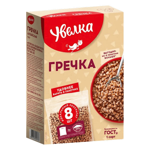Гречневая крупа бежевого цвета, пакетики для варки – всего 8 шт. – 2,82 унции (80 г)
