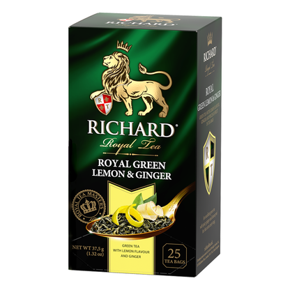Tea Green ROYAL-LEMON & GINGER  – 25 Tea Bags – 2.2 oz (62 gr)
