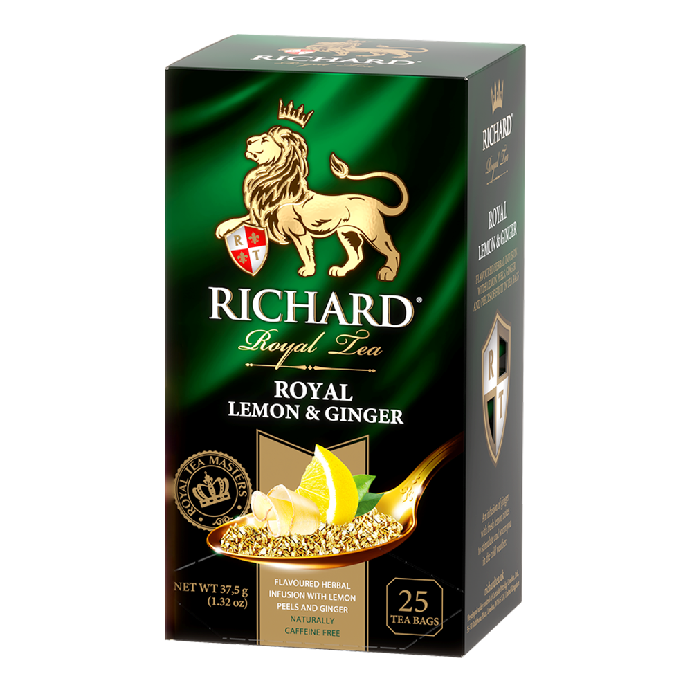 Tea Herbal Royal Lemon & Ginger (Caffeine Free) – Box – 25 Tea Bags – 2.2 oz (62 gr)