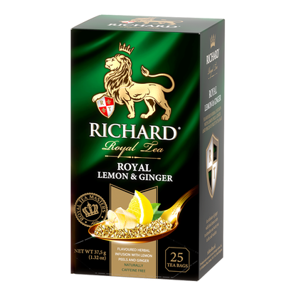 Tea Herbal Royal Lemon & Ginger (Caffeine Free) – Box – 25 Tea Bags – 2.2 oz (62 gr)