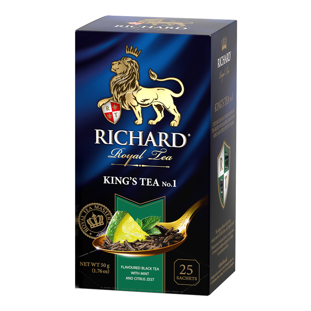 Tea Black Royal King’s Choice with Mint, and Citrus – Box – 25 Tea Bags – 2.2 oz (62 gr)