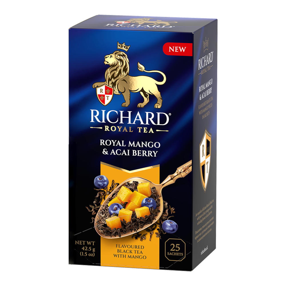 Tea Black Royal Mango, and Acai Berry – Box – 25 Tea Bags – 2.2 oz (62 gr)