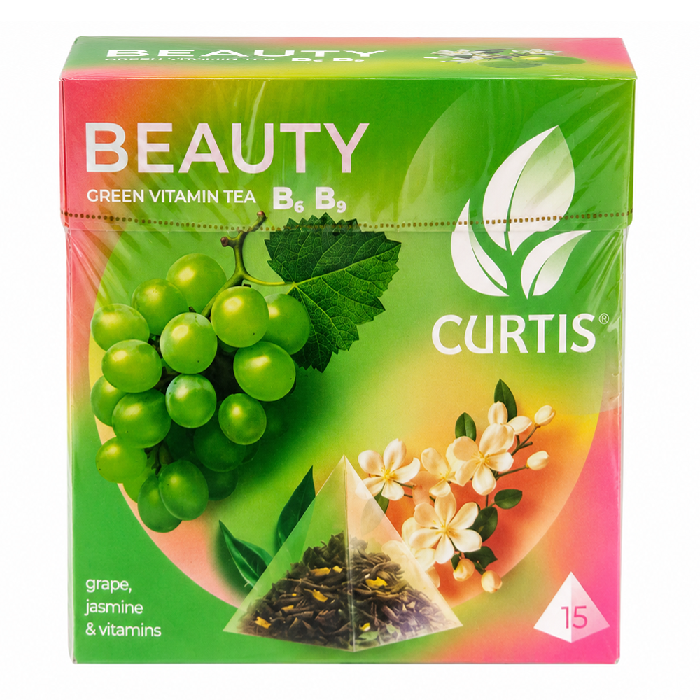 Зелений чай Beauty з виноградом – 3D – 15 чайних пакетиків – 43 г (1,5 унції)