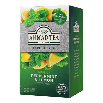 Tea Herbal Peppermint Lemon – Box – 20 Tea Bags – 1.9 oz (54 gr)