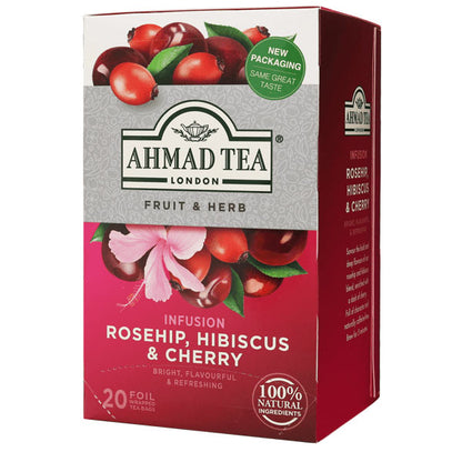 Tea Herbal Rosehip, Hibiscus, and Cherry 20 Tea Bags – Box – 1.9 oz (54 gr)