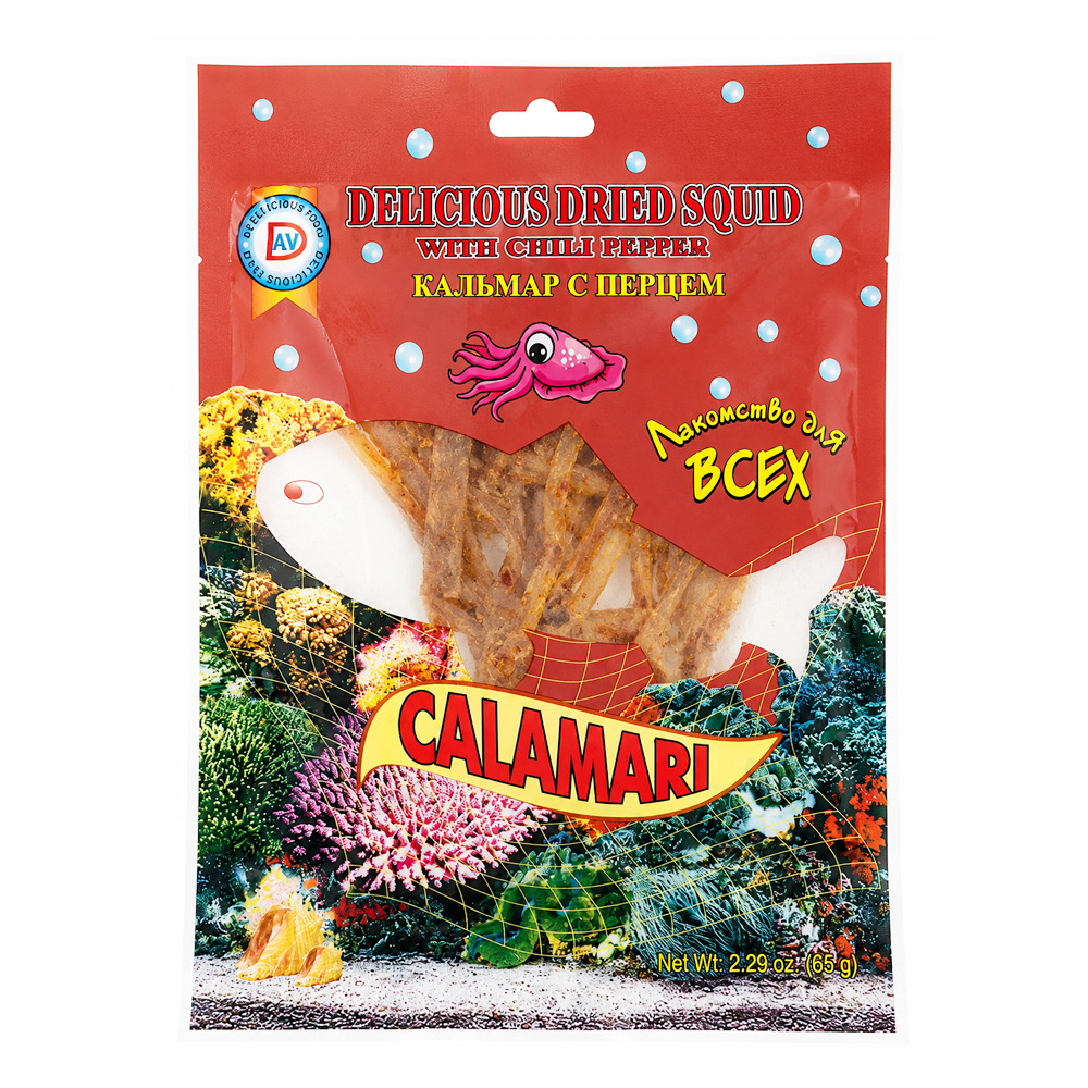 Сушена кальмарова соломка з перцем чилі – 65 г (2.29 oz)