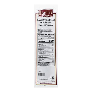 Salami Dry Braunshweiger –  Pre Pack –   approx 1lb