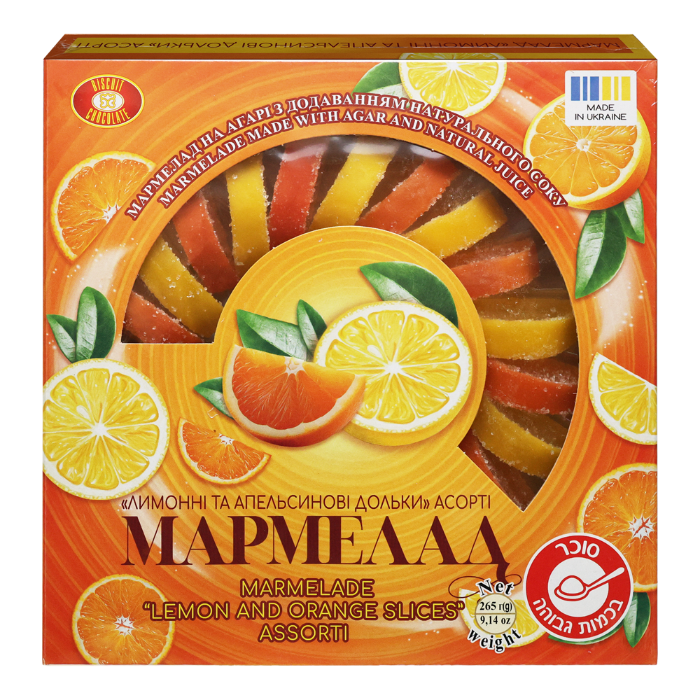 Бисквитный шоколад Долька мармелада апельсин и лимон – 9,35 унций (265 г)