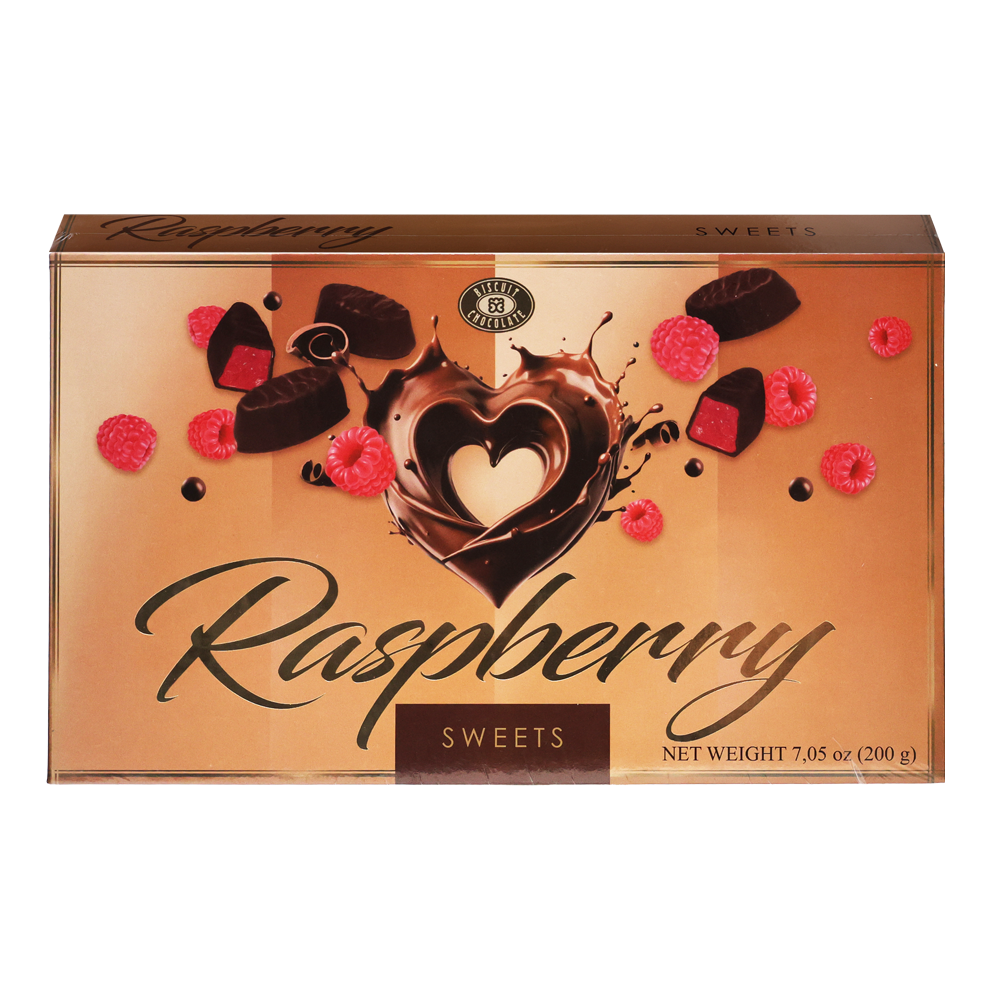 Biscuit Chocolate Candy Gift Box Raspberry in Choco – 7.05 oz (200gr)