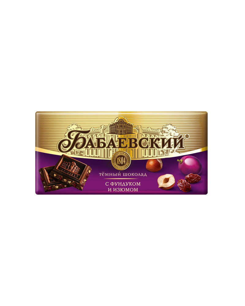 Babaevskiy - Chocolate Dark W/Raisin+Hazelnut 90gr