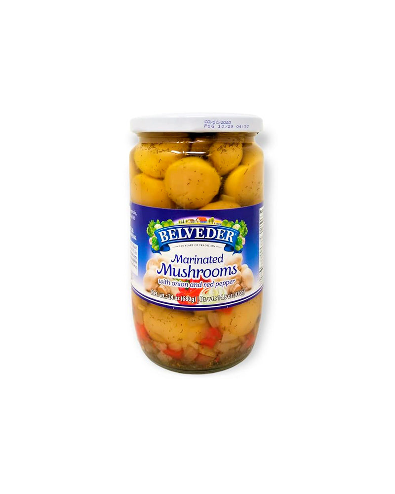 Belveder - Pickled Mushroom W/Onion+Red Pepper 680gr