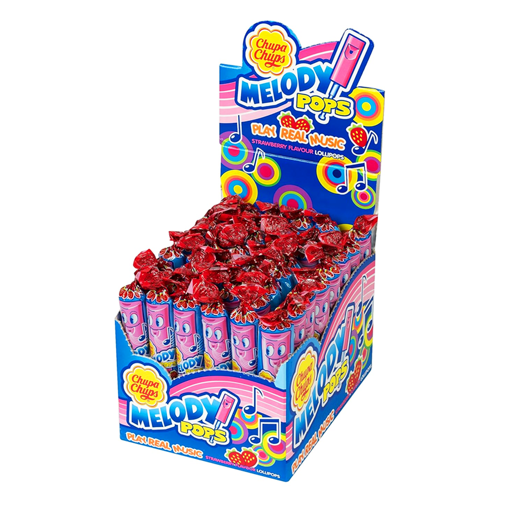 Candy Caramel Lollipops Melody with Strawberry – Box – 0.53 oz (15 gr)
