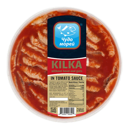 Копченая килька в томатном соусе – банка – 300 г (10,6 унций)