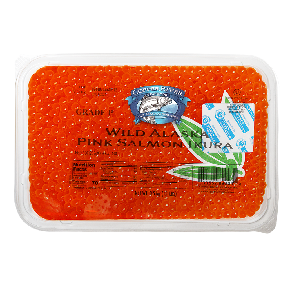 Red Caviar Wild Alaska Pink Salmon Ikura Grade P – Tray – 17.64 oz (500 gr)