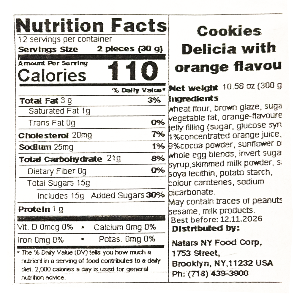 Cookies – Delicia with Orange – 10.58 oz (300 gr)