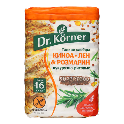 Хрустящий кукурузный хлеб с рисом, киноа и розмарином – 100 г (3,53 унции)