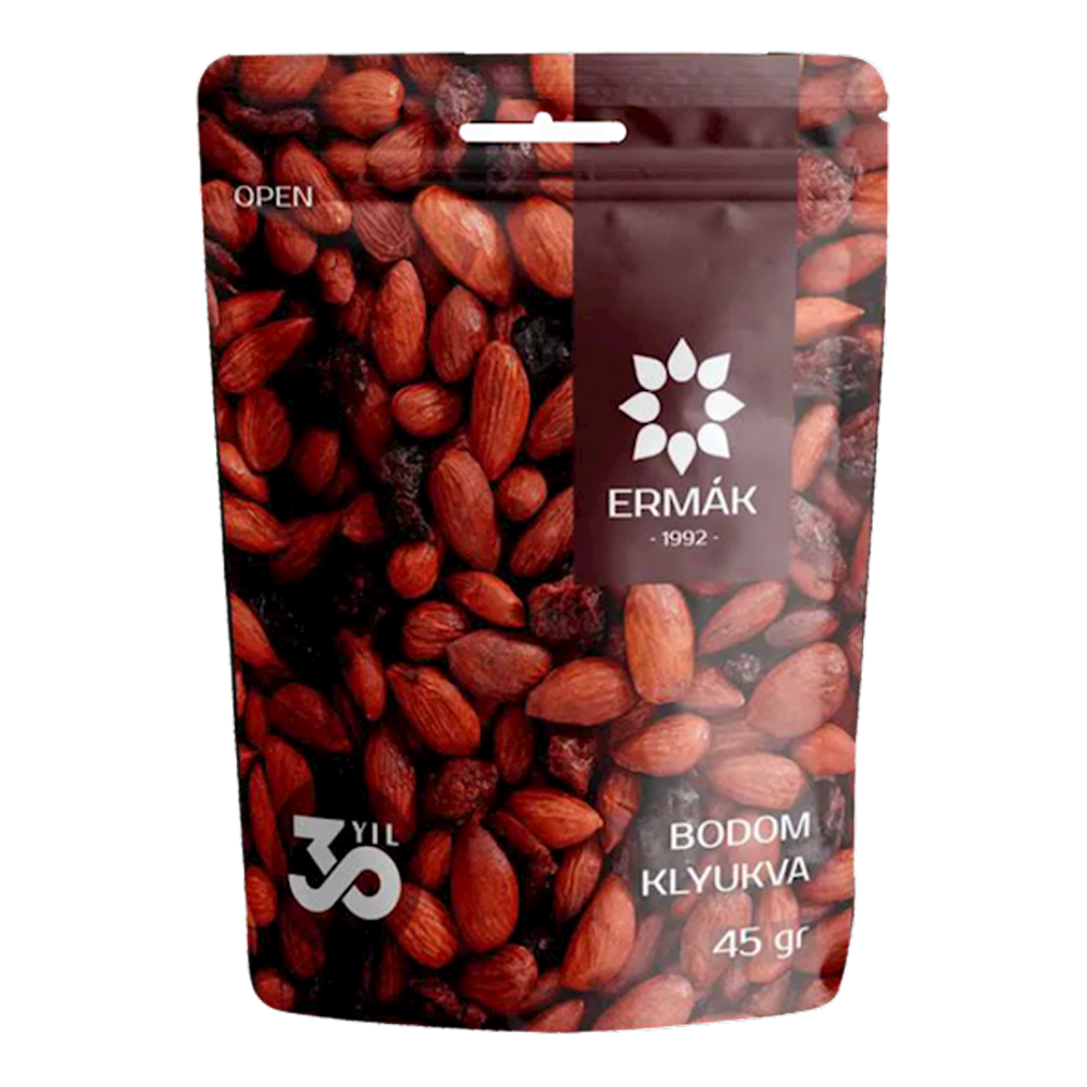 Жареные миндальные ядра с клюквой – упаковка – 45 г (1,59 унции)