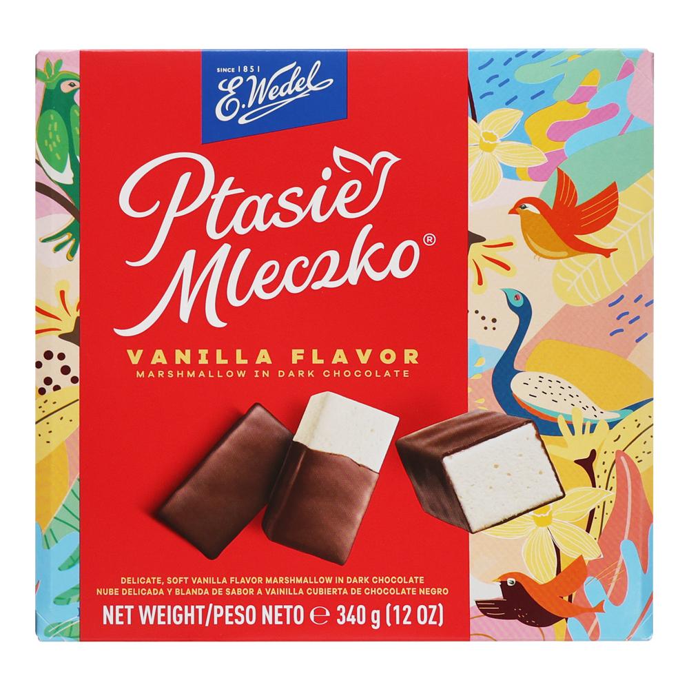 E.Wedel Candy Ptasie Mleczko Vanilla, Extra Dark Chocolate – 11.99 oz (340 gr)