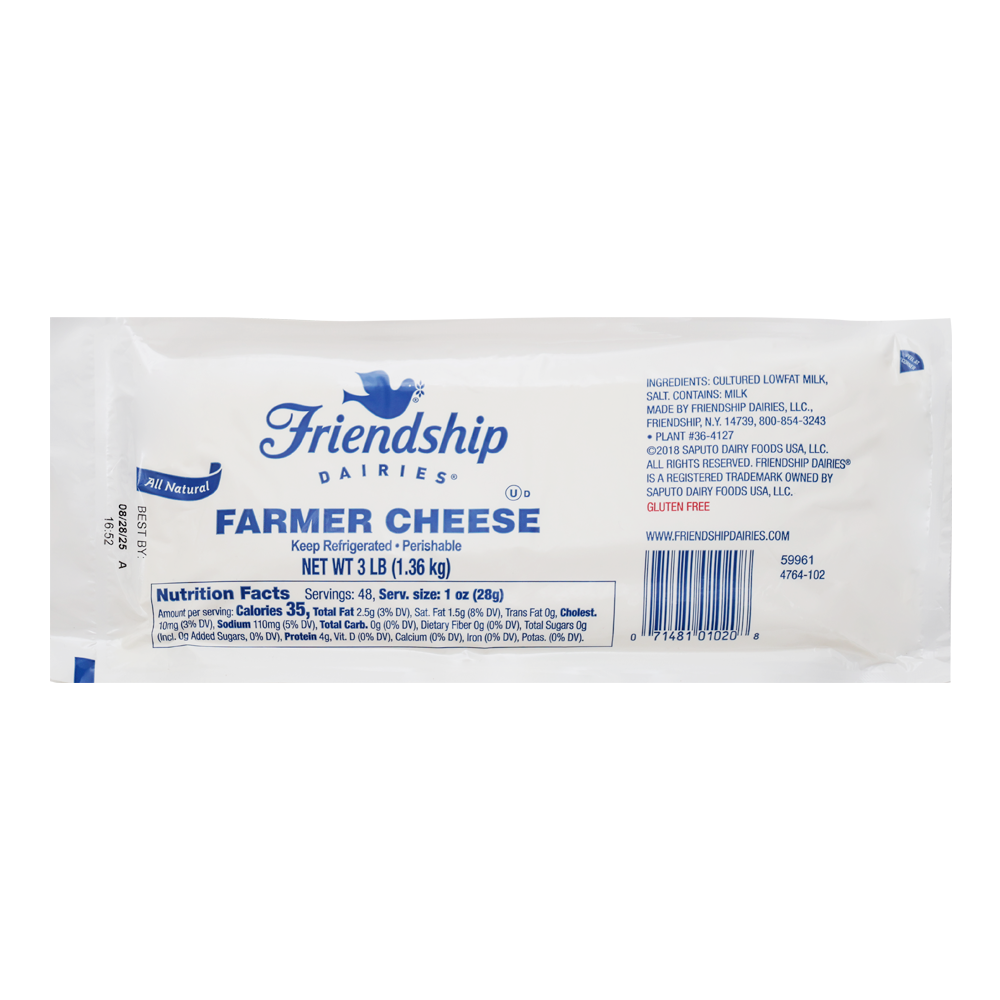 Farmer Cheese Friendship –  Brick – 3.0 lb (1.36kg)