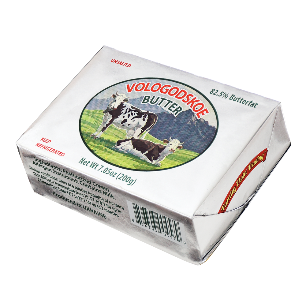 Butter Vologodskoe 82.5% –  Unsalted – 7.05 oz (200gr)