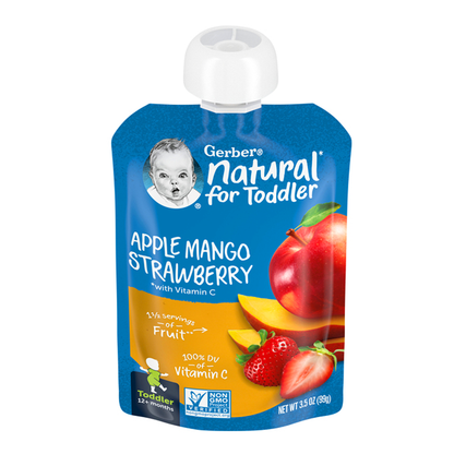 Детское пюре Baby Puree Grabber: яблоко, манго, клубника – 99 г (3,5 унции)