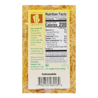 Egg Noodles Fadennudeln – Kosher – 17.64 oz (500gr)