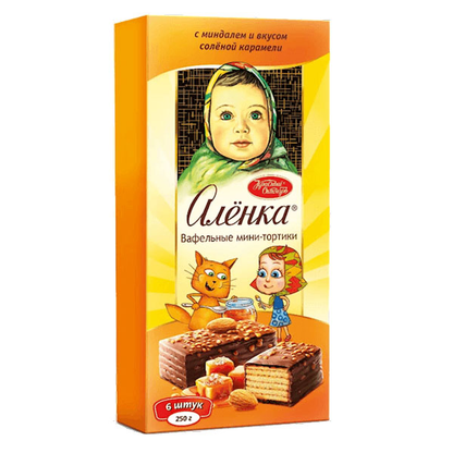Вафельный торт Аленка с миндалем и соленой карамелью – 8,82 унции (250 г)