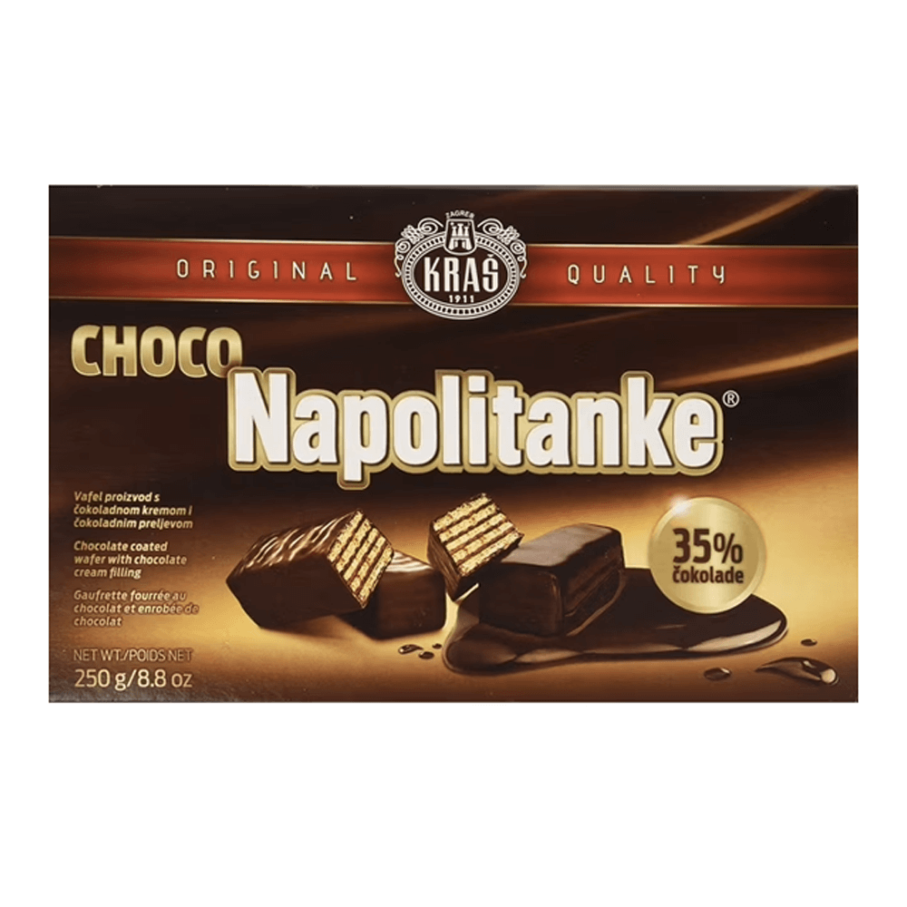 КРАС Вафли Napolitanke Choco – шоколадная глазурь – 8,82 унции (250 г)
