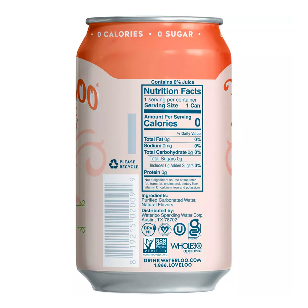 Water Sparkling Peach 8pk – Can – 12 oz (355 ml)