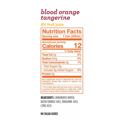 Water Sparkling Blood Orange Tangerine 8 pk – Can – 12oz (355ml)