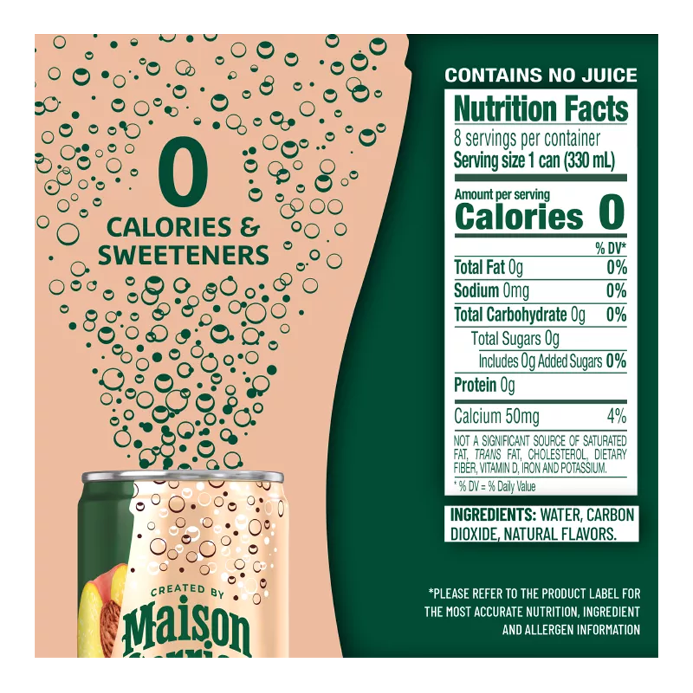 Maison Perrier Water Sparkling Peach 8 pk – Can – 11.15oz (315ml)