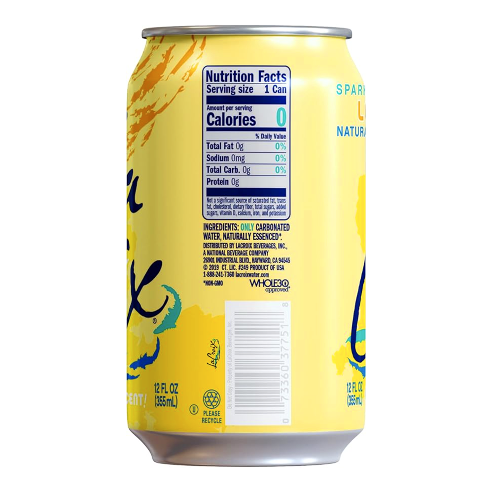 Water Sparkling Lemon 12 pk – Can – 12oz (355ml)