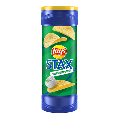 Картофельные чипсы Potato Stax со сметаной и луком – 163 г (5,75 унции)