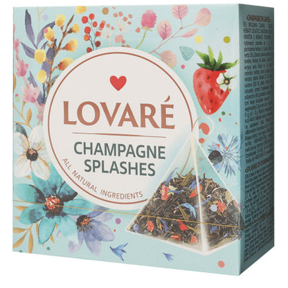 Tea Black and Green Splashes of Champagne –  3D –  15 Tea Bags – 1.5 oz (43 gr)
