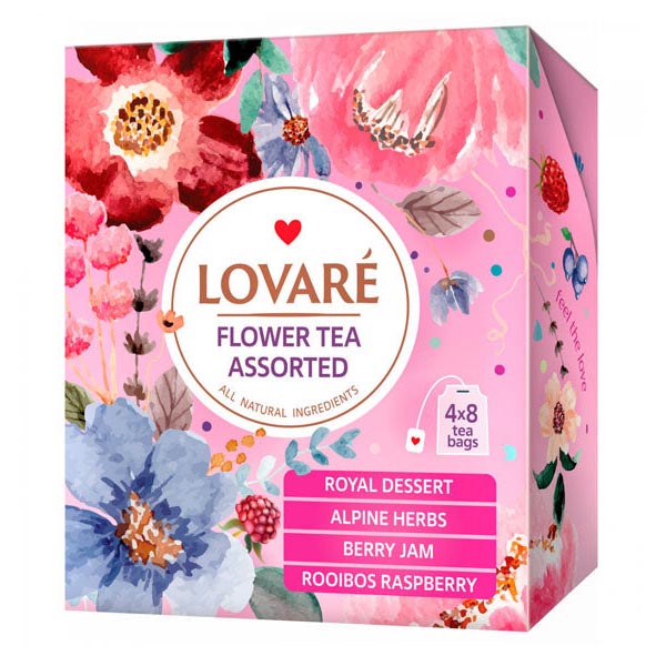 Tea Gift Pack Assortment –  Flower –  32 Tea Bags (4x8 Tea Bags)