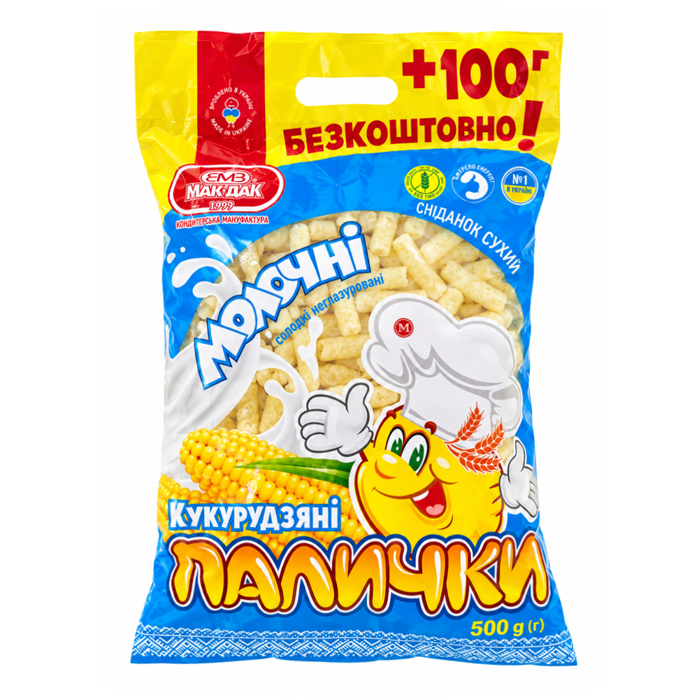 Кукурузные палочки Мак-Дак Молоко – 1,1 фунта (500 г)